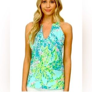 Lilly Pulitzer Arya Tank Top in Skye Blue Heaven EUC